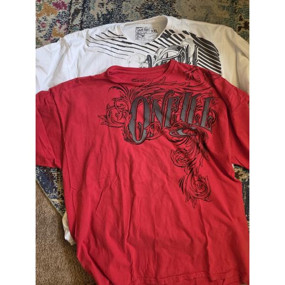 O'Neill Red & White XXL T-shirts Set Of 2 Cotton Short Sleeve Logo Shirts - Picture 1 of 12